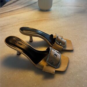 BY FAR Beige Heeled Mules 38